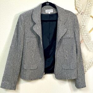 Vintage Wool Houndstooth Cropped Blazer Jacket